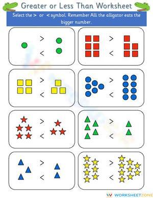 Greater than less than worksheet