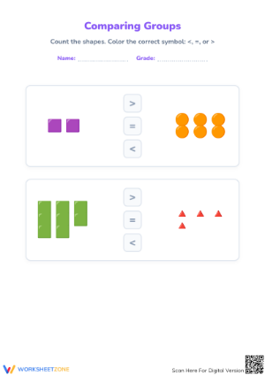 Comparing Groups Worksheet | Grade 1 Essential Math