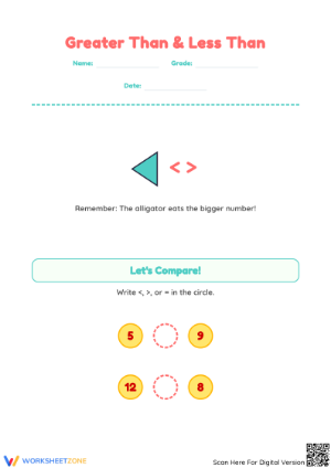 Printable Comparing Numbers Worksheet | Grade 1 Math
