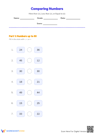Printable Comparing Numbers Worksheet | Grade 2 Math
