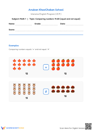 Printable Comparing Numbers Worksheet | Grade 1 Math