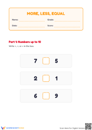 Printable Comparing Numbers Worksheet | Grade 1 Math