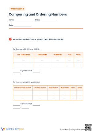 Printable Comparing Numbers Worksheet | Grade 5 Math