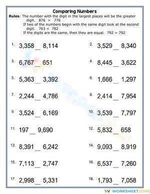 Comparing numbers to 1000 -2