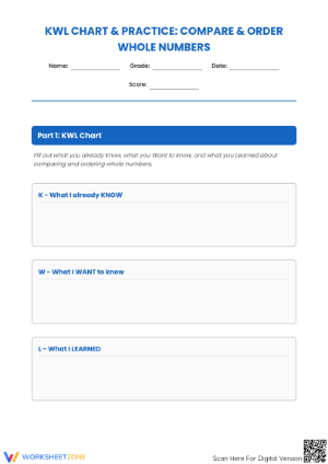 Printable Compare & Order Numbers Worksheet | Grade 4 Math