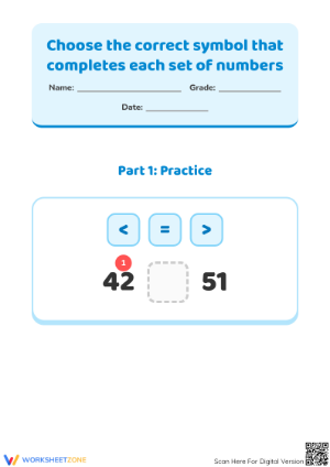 Grade 2 Comparing Numbers — Printable No-Prep Worksheet