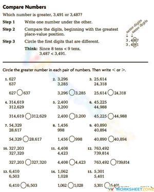 Grade 4 comparing numbers