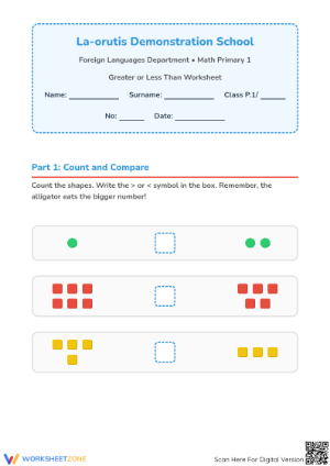 Printable Comparing Numbers Worksheet | Grade 1 Math