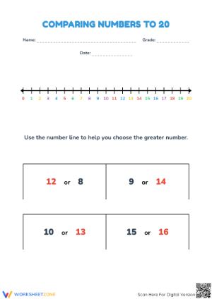 Grade 1 Comparing Numbers — Printable No-Prep Worksheet