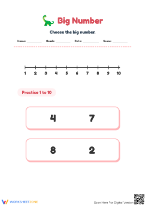 Kindergarten Comparing Numbers — Printable No-Prep Worksheet