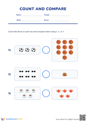 Printable Number Comparison Worksheet | Grade 1 Math