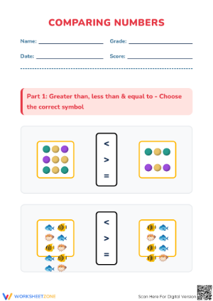 Printable Comparing Numbers Worksheet | Grade K Math