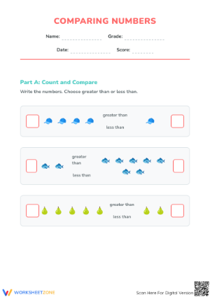 Printable Comparing Numbers Worksheet | Grade 1 Math