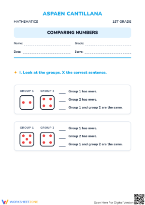Printable Comparing Numbers Worksheet | Grade K Math