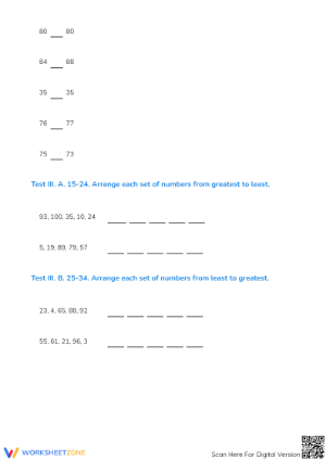 2.NBT.A.4 Worksheet: Comparing Numbers — Grade 2 Aligned