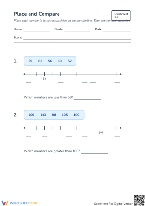 Printable Comparing Numbers Worksheet | Grade 2 Math