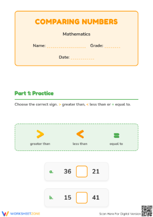Printable Comparing Numbers Worksheet | Grade 1 Math