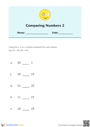 Printable Comparing Numbers Worksheet | Grade 1 Math