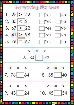 Comparing Numbers Worksheet for Math