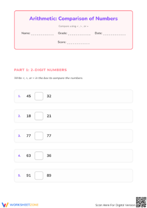 Essential Number Comparison Worksheet | Grade 2-3 Math
