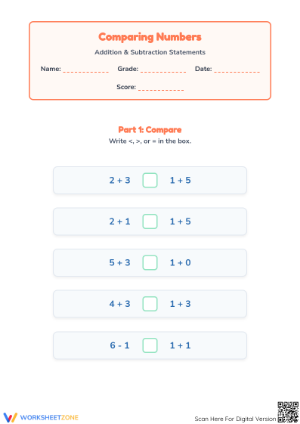 Comparing Expressions Worksheet | Essential Grade 2 Math