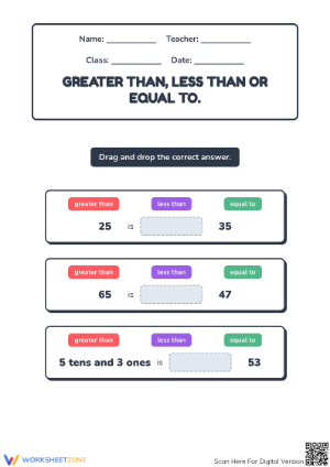 Grade 2 Comparing Numbers — Printable No-Prep Worksheet