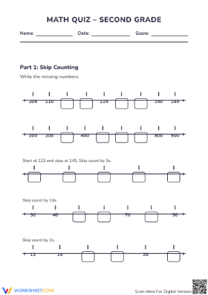 Complete 2.NBT.A.4 Quiz: Comparing & Counting — Grade 2