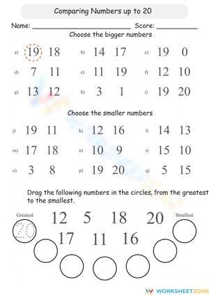 Comparing and Ordering Numbers Worksheet