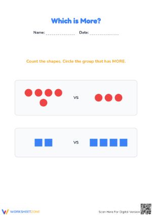 Essential Comparison Worksheet: Which is More | Grade K–1
