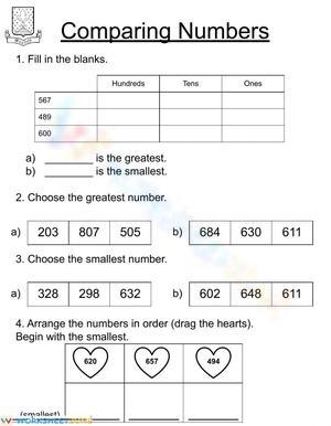 2nd Grade Comparing Numbers Practice