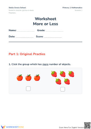 Grade 1 Comparing Objects — Printable No-Prep Worksheet