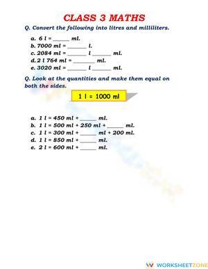 Quantity conversion for class 3