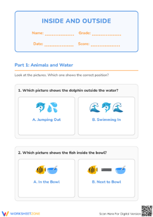 Printable Inside and Outside Worksheet | Grade K Math