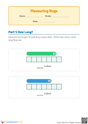 Printable Measuring Insects Worksheet | Grade 1 Math