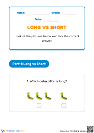 Printable Length Comparison Worksheet | Kindergarten Math