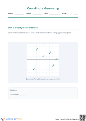 Essential Coordinate Geometry Grid Worksheet | Grade 6-7
