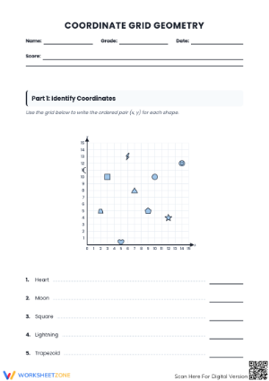 Essential Coordinate Grid Worksheet | Grade 6-8 Math