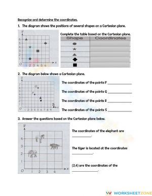 Recognise and determine of coordinates