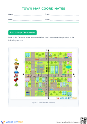 Town Coordinate Plane Worksheet | Printable Grade 6 Math