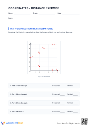 Distance Between Two Coordinates Worksheet | Grade 6 Ready