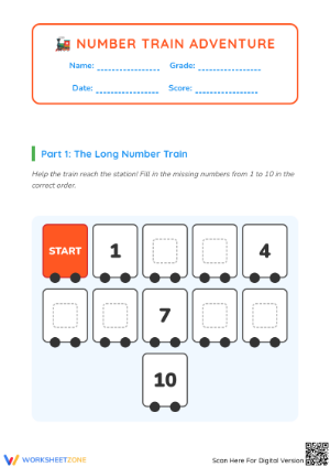 Essential Number Sequencing 1-10 Worksheet | Preschool