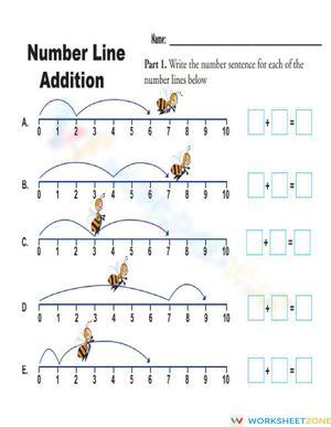 Number Line Additions Worksheet