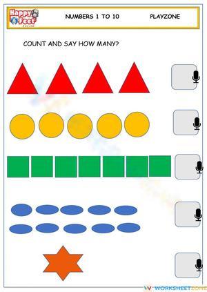 Count and Name Shapes Quantity Worksheet