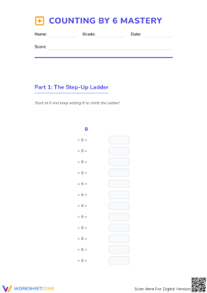 Essential Counting by 6 Worksheet | Grade 3 Printable