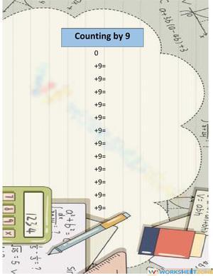 Counting by 9s Worksheet: Number Pattern Practice