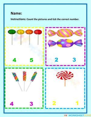 Numbers 1-4: Counting and Recognition Worksheet