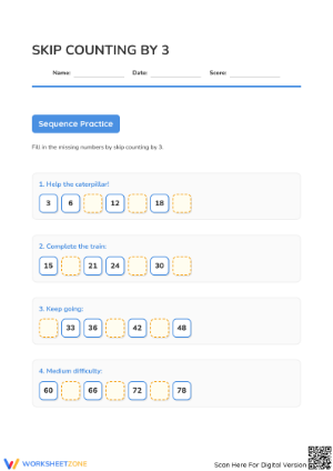 Printable Skip Counting by 3s Worksheet | Grade 2 Math