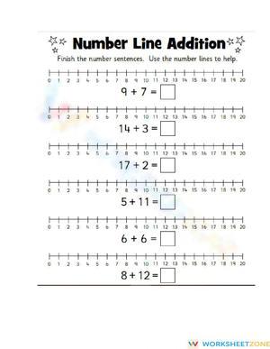 Number Line Addition: Math Practice Worksheet