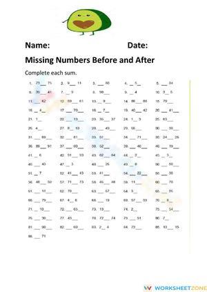 Missing Numbers: Before, Between, and After