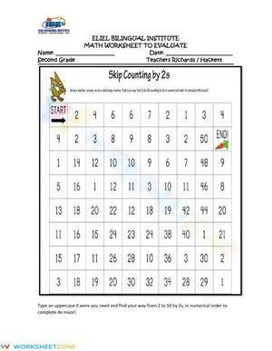 Counting by 2s: Summative Math Worksheet